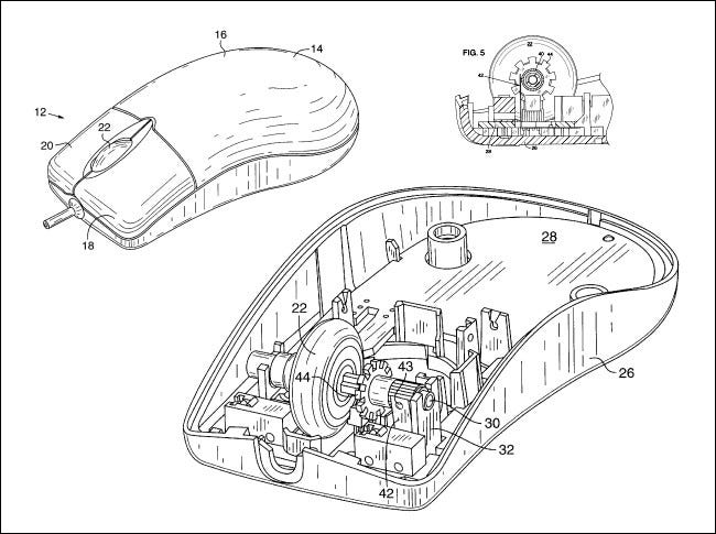 Diagrams from Microsoft's Intellimouse patent.