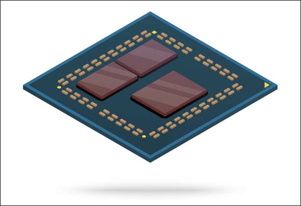 Interior design of a computer processor with chiplets