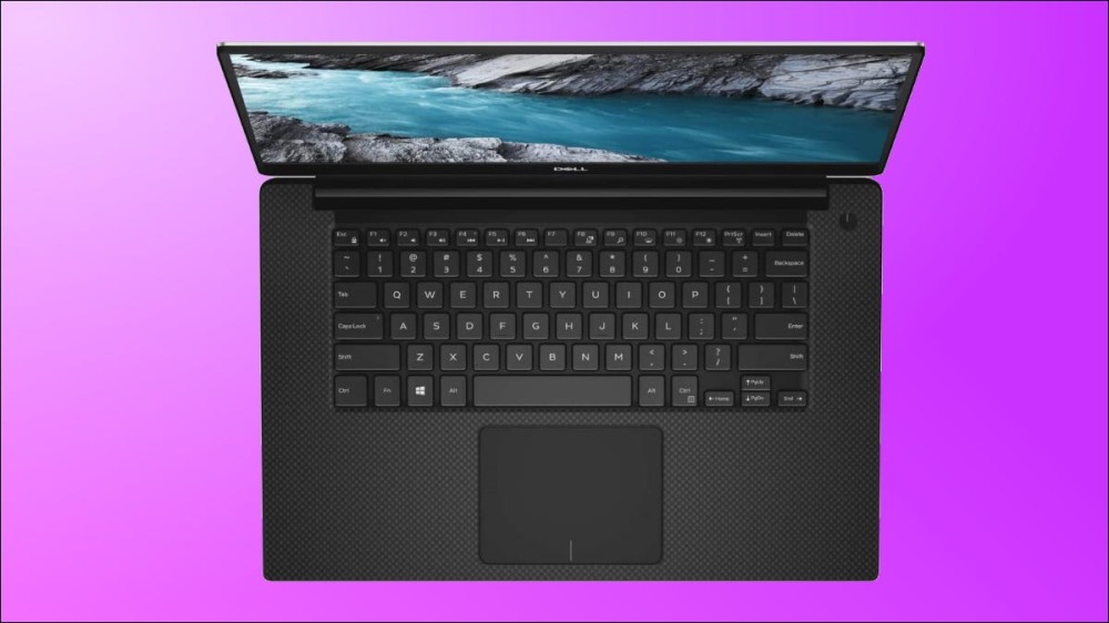 dell xps 15 on purple bakground