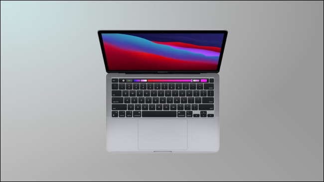 M1 macbook Pro on grey background