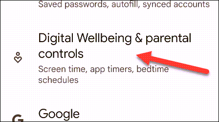 Go to the "Digital Wellbeing" section.