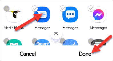 Select apps and tap "Done."