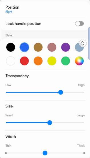 Handle customization options.