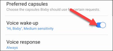 Toggle on "Voice Wake Up."