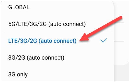 Choose the "LTE/3G/2G" option.