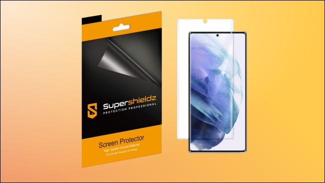 SuperShieldz screen protector on orange background