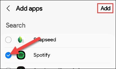 Select apps and tap "Add."