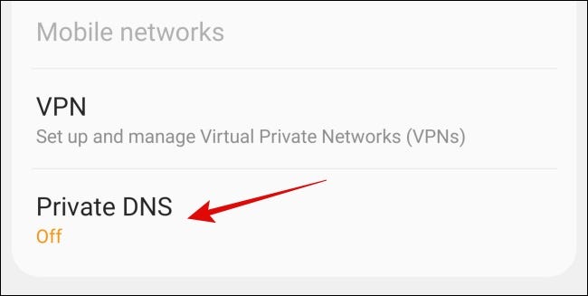 Private DNS feature in Settings