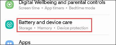 Select "Battery and Device Care."