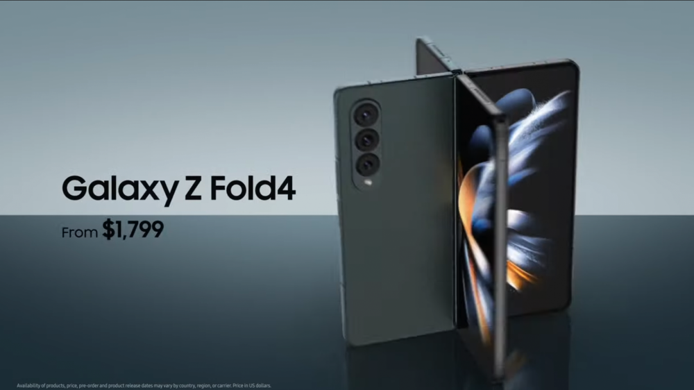 Samsung Galaxy z Fold 4 starts at $1799