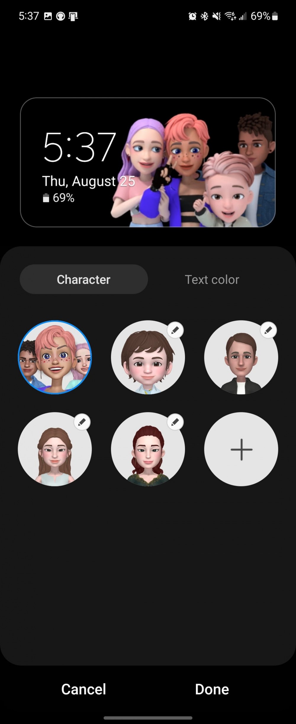 An emoji picker for a cover display