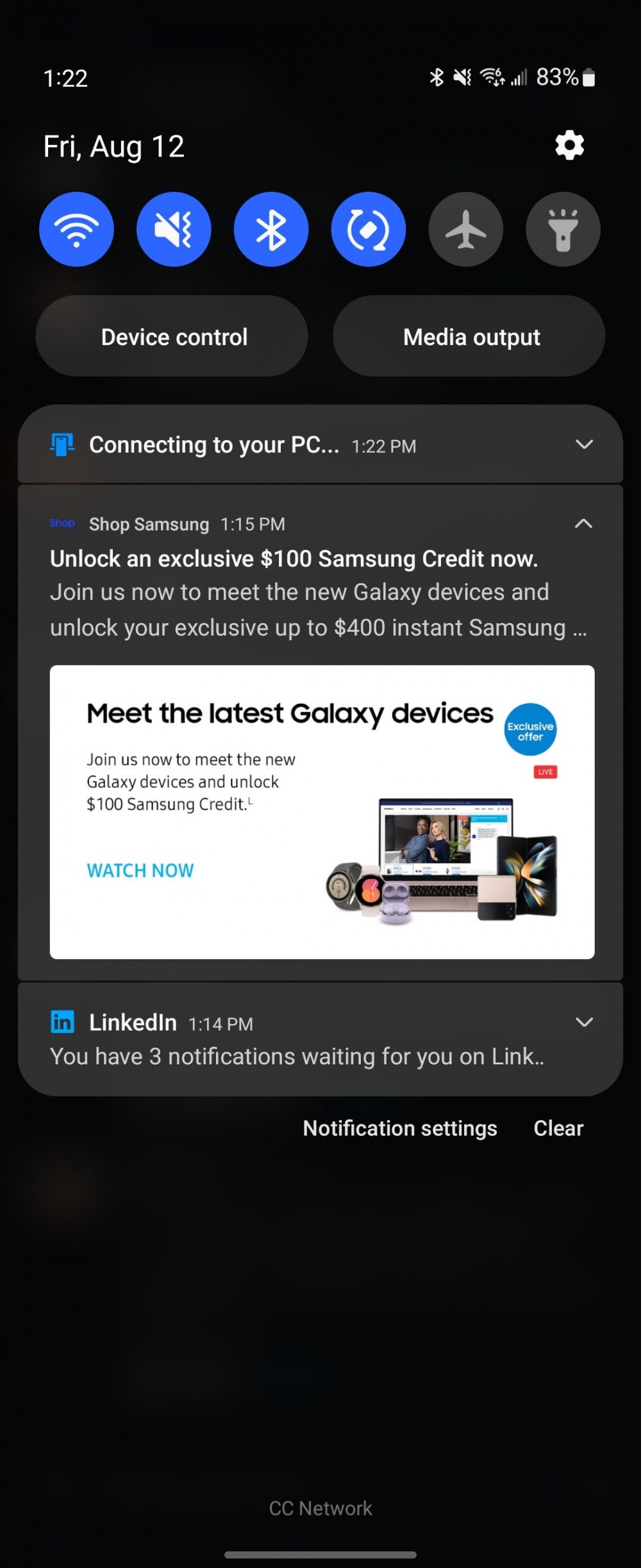 An ad inside notifications