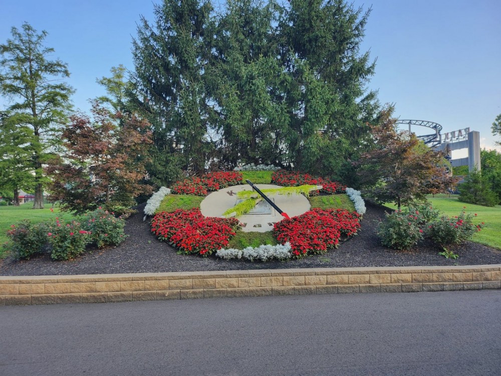 A clock made of flowers