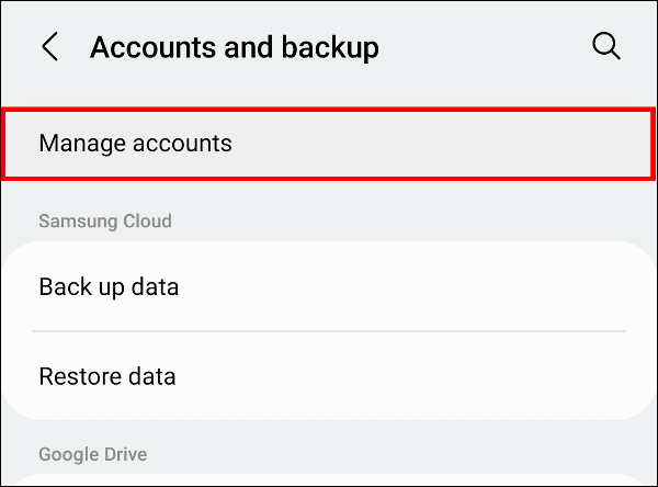 Tap on the "Manage accounts" option