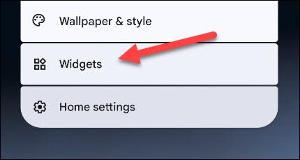 Select "Widgets."