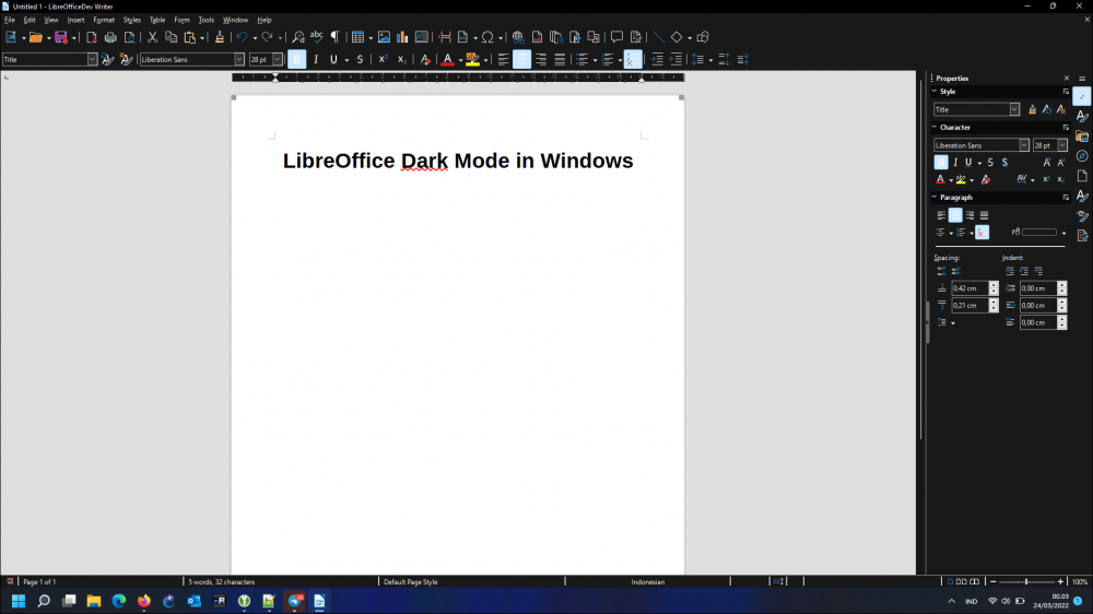 LibreOffice dark mode