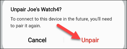 Select "Unpair" again.