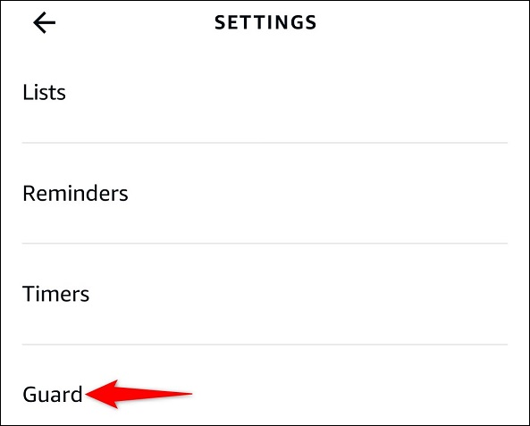 Tap "Guard" in "Settings."