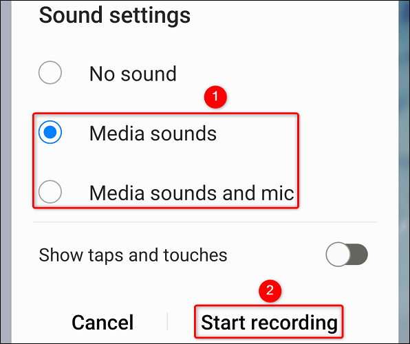 Choose "Media Sounds" and tap "Start Recording."