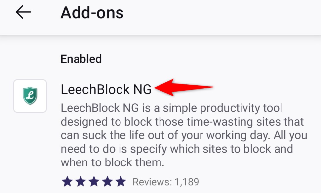 Select "LeechBlock NG."