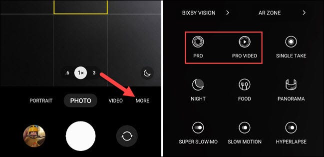 Camera pro modes.