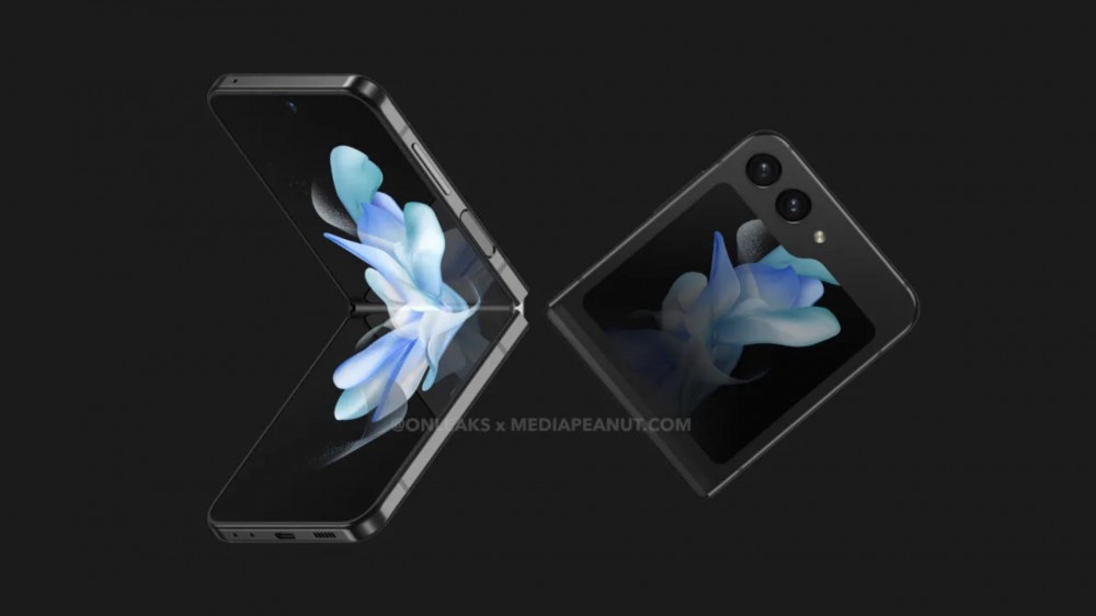 Galaxy Z Flip 5 render showing the bigger outer screen.