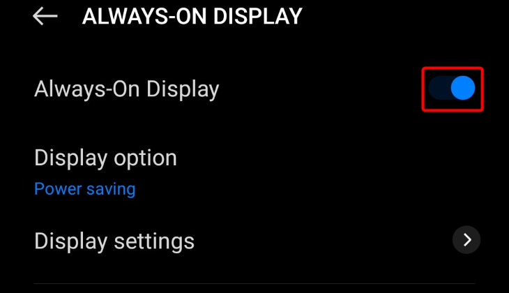 Toggle on "Always-On Display."