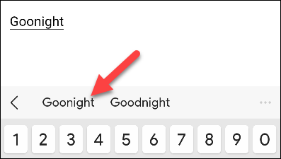 Select word in suggestion row.