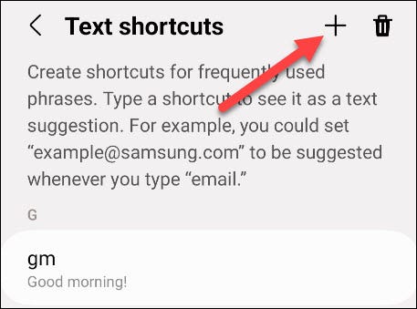 Samsung Keyboard text shortcuts.