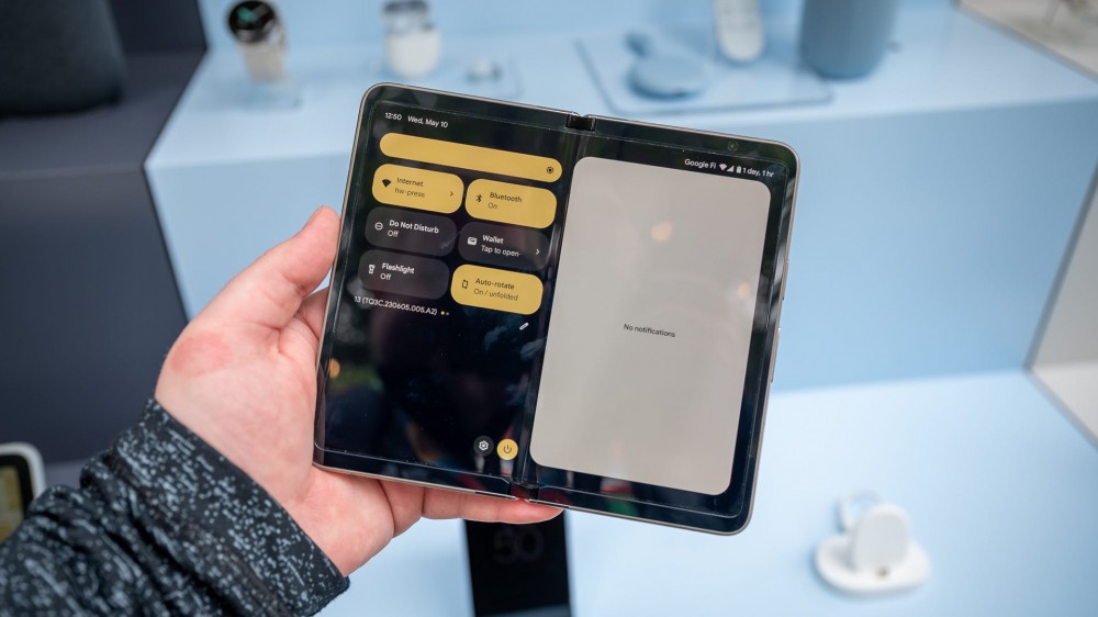 Quick settings and notification shade on the Google Pixel Fold