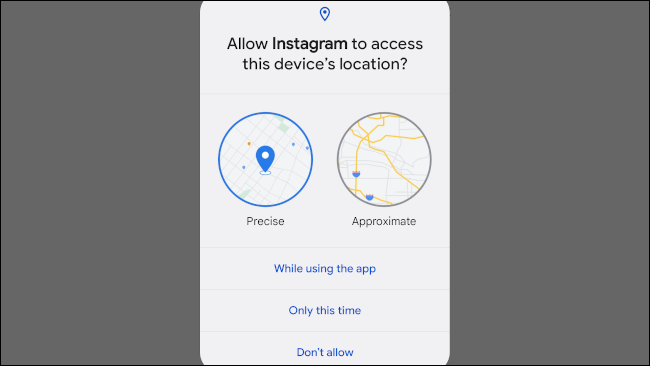 Instagram's permission prompt.